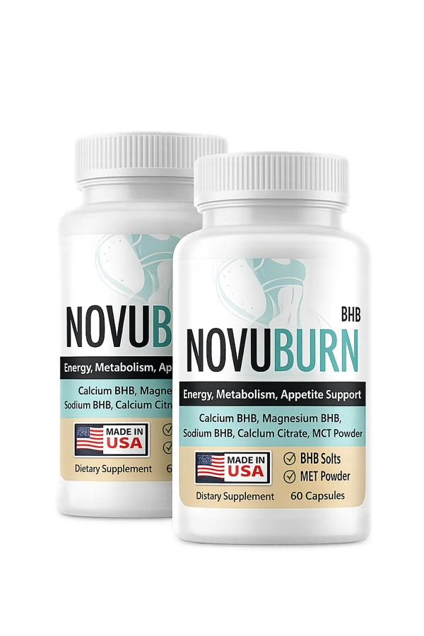 NovuBurn 2-bottle 60-day supply — keto BHB supplement with 60-day empty bottle money-back guarantee